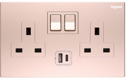 Legrand 羅格朗 Galion 系列 13A 2位有掣連USB插座(孖有掣USB蘇)