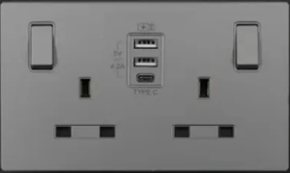FYM Jovia 頌雅系列  13A二位有掣連 USB TypeA&TypeC插座(USB孖蘇)