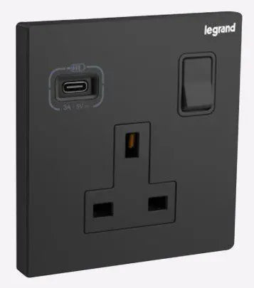 Galion 系列 13A 單位有掣連USB TYPE C 插座 (Type C USB單蘇)
