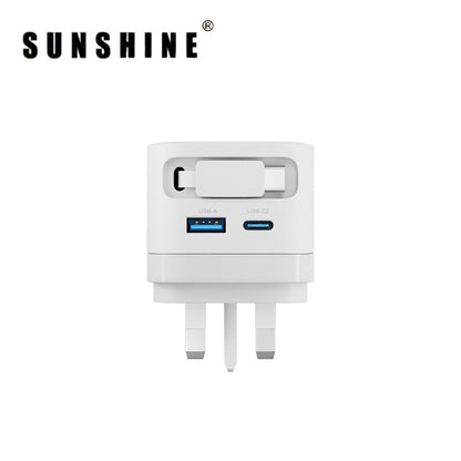 陽光 SUNSHINE 1C1A 35W GaN 氮化鎵插牆式快速充電器 附伸縮USB-C充電線 MPF-35BK/WH