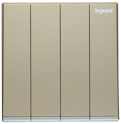 Legrand 羅格朗 Galion 系列 鑲銀邊 16AX 四位雙控開關掣連LED指示燈(4吐制)