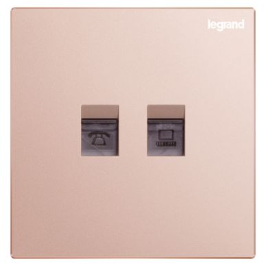 Legrand 羅格朗 Galion 系列  兩位RJ11電話及RJ45 5e電腦類數據插座 (電話電腦蘇)