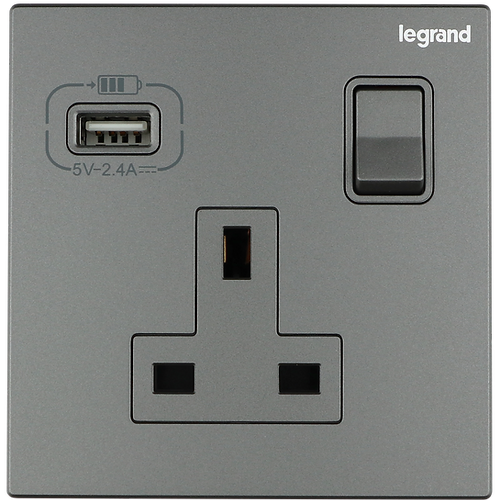 Legrand 羅格朗 Galion 系列 13A 單位有掣連USB插座(USB單蘇)