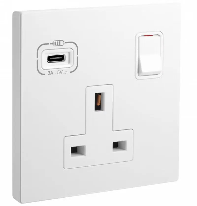 Galion 系列 13A 單位有掣連USB TYPE C 插座 (Type C USB單蘇)