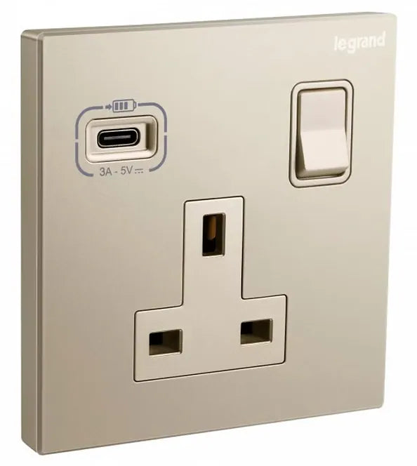 Galion 系列 13A 單位有掣連USB TYPE C 插座 (Type C USB單蘇)