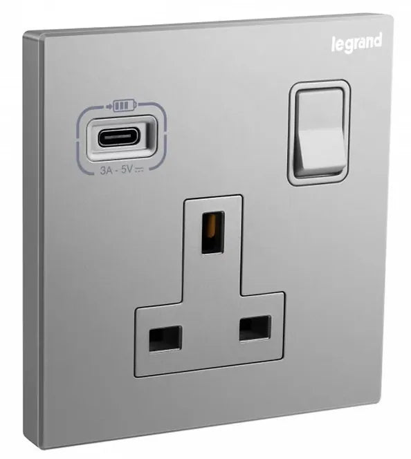 Galion 系列 13A 單位有掣連USB TYPE C 插座 (Type C USB單蘇)