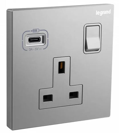 Galion 系列 13A 單位有掣連USB TYPE C 插座 (Type C USB單蘇)