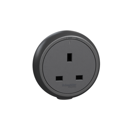 施耐德電氣 Easy Series 明裝式電力軌道 13A 250V 三極插座連保護門插座模組 夜幕黑(GY)