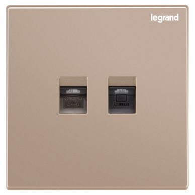 Legrand 羅格朗 Galion 系列  兩位RJ11電話及RJ45 5e電腦類數據插座 (電話電腦蘇)