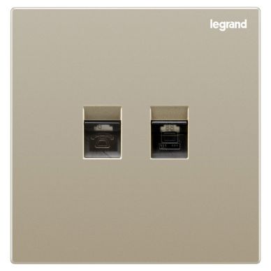 Legrand 羅格朗 Galion 系列  兩位RJ11電話及RJ45 5e電腦類數據插座 (電話電腦蘇)